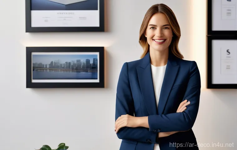 인테리어 코디네이터 자격증 연습 문제 - **Prompt 1: Confident and Certified Interior Designer**
"A sophisticated and confident female in...